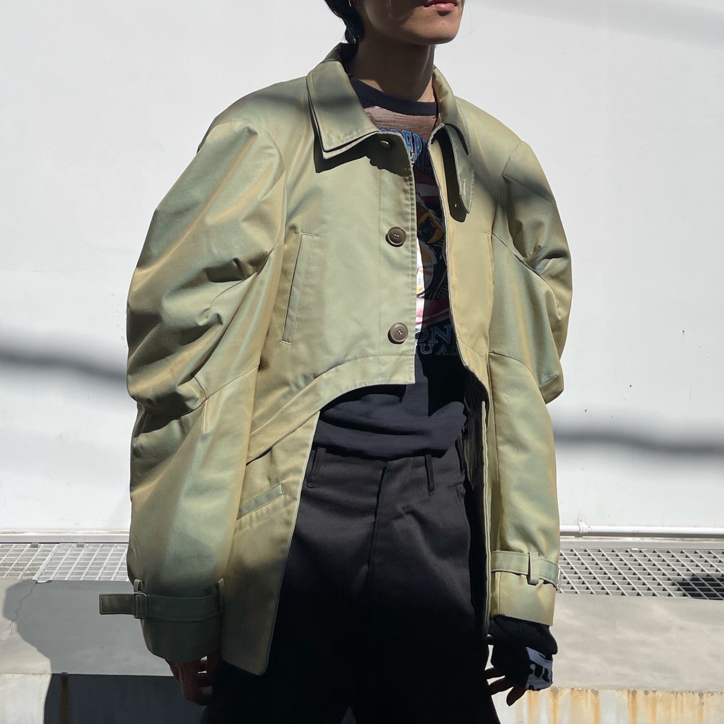 in shoulder Trench Coat / Olive green / 2WAYトレンチコート