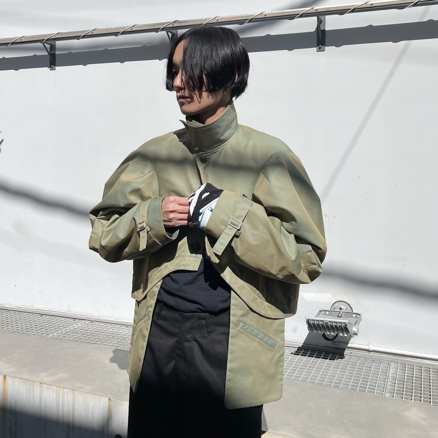 in shoulder Trench Coat / Olive green / 2WAYトレンチコート