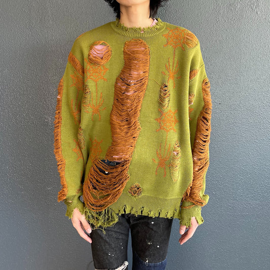 SPIDER KNIT PULLOVER COLLABORATION WITH RURUMU: / MOSS GREEN / スパイダーニット
