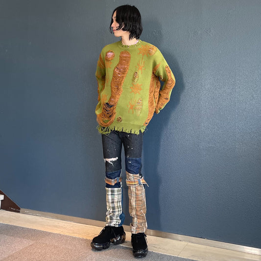 SPIDER KNIT PULLOVER COLLABORATION WITH RURUMU: / MOSS GREEN / スパイダーニット