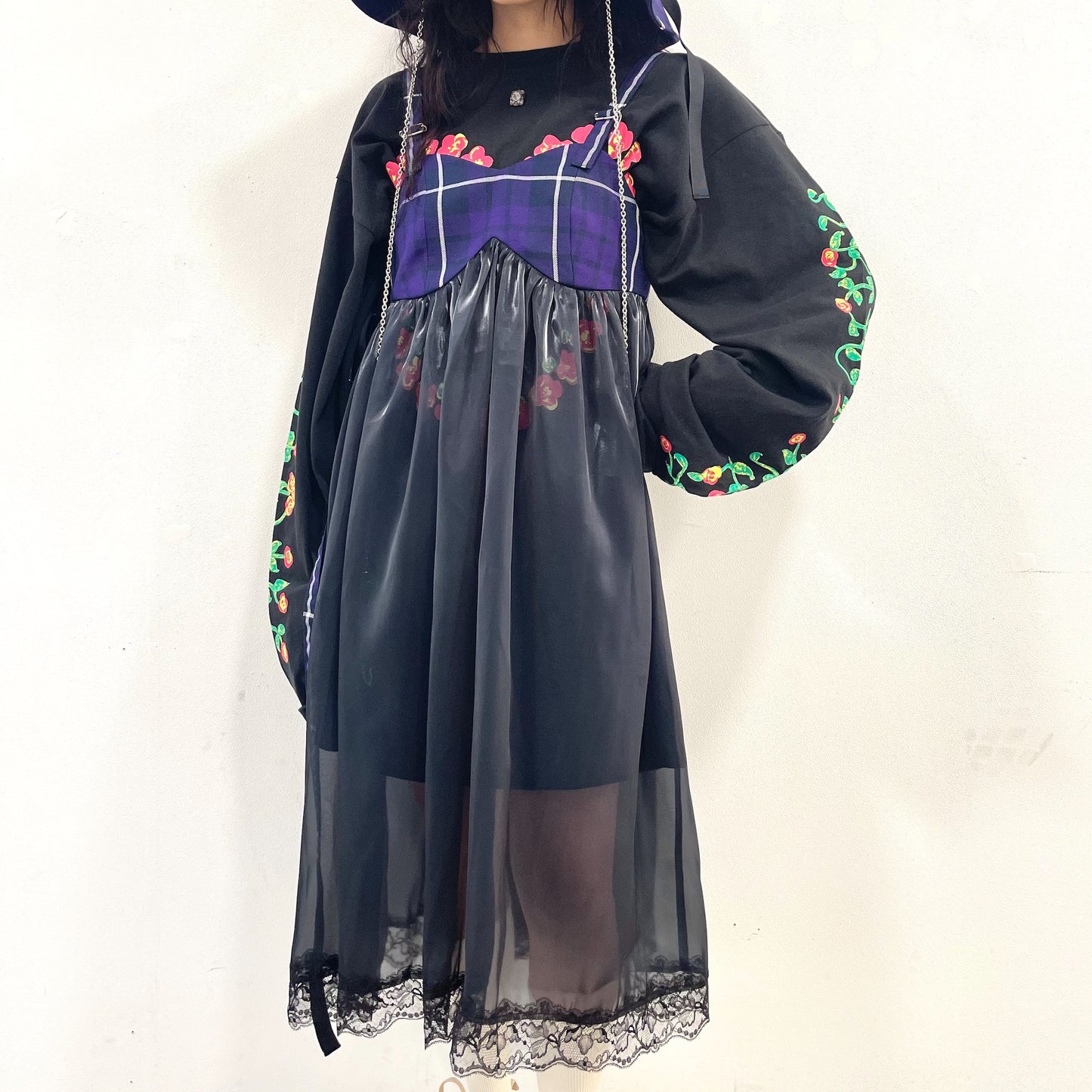 NIGHT DRESS / PURPLE TARTAN / タータンチェックノースリーブワンピース