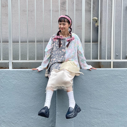 W SLEEVE TOPS / BEIGE / リメイクトップス