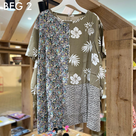 W SLEEVE TOPS / BEIGE / リメイクトップス