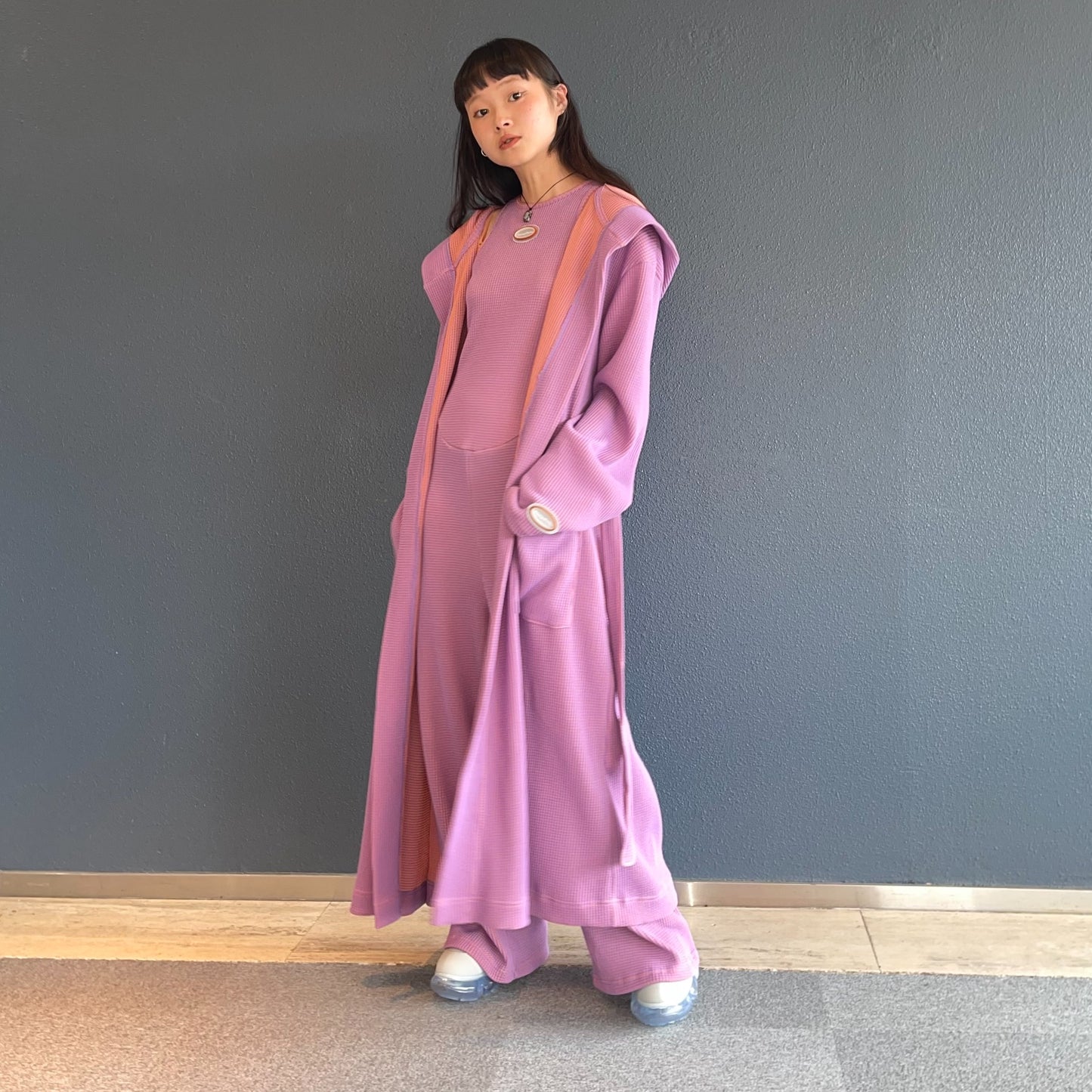 WAFFLE ROBE / PURPLE / フード付きワッフルガウン