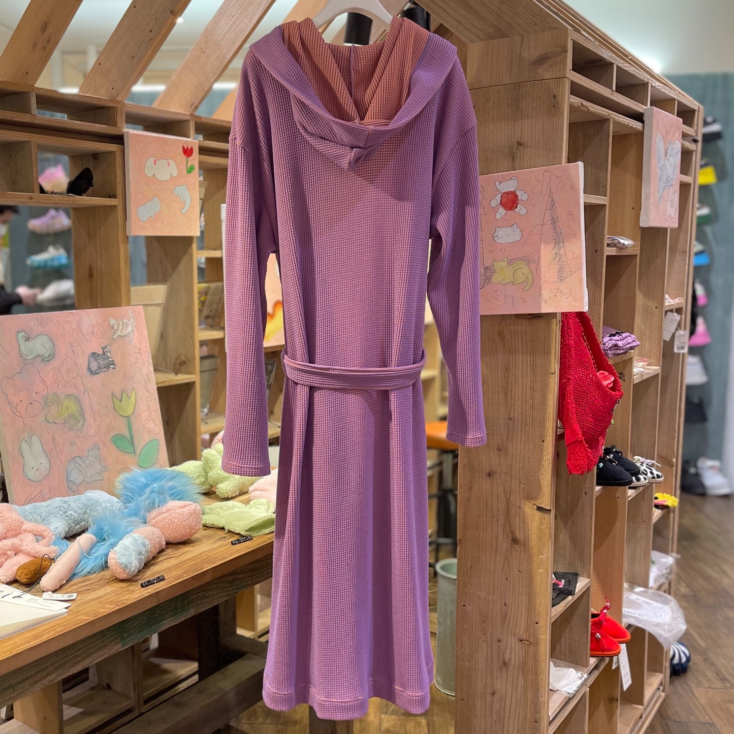 WAFFLE ROBE / PURPLE / フード付きワッフルガウン