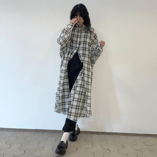 2 way shirt dress / green check / シャツドレス