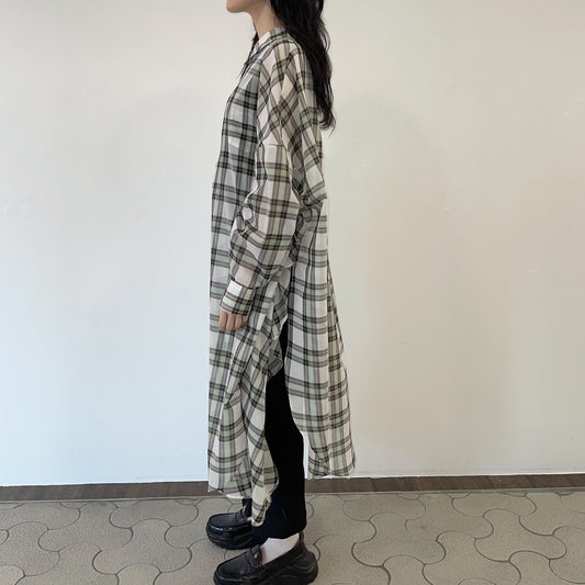 2 way shirt dress / green check / シャツドレス