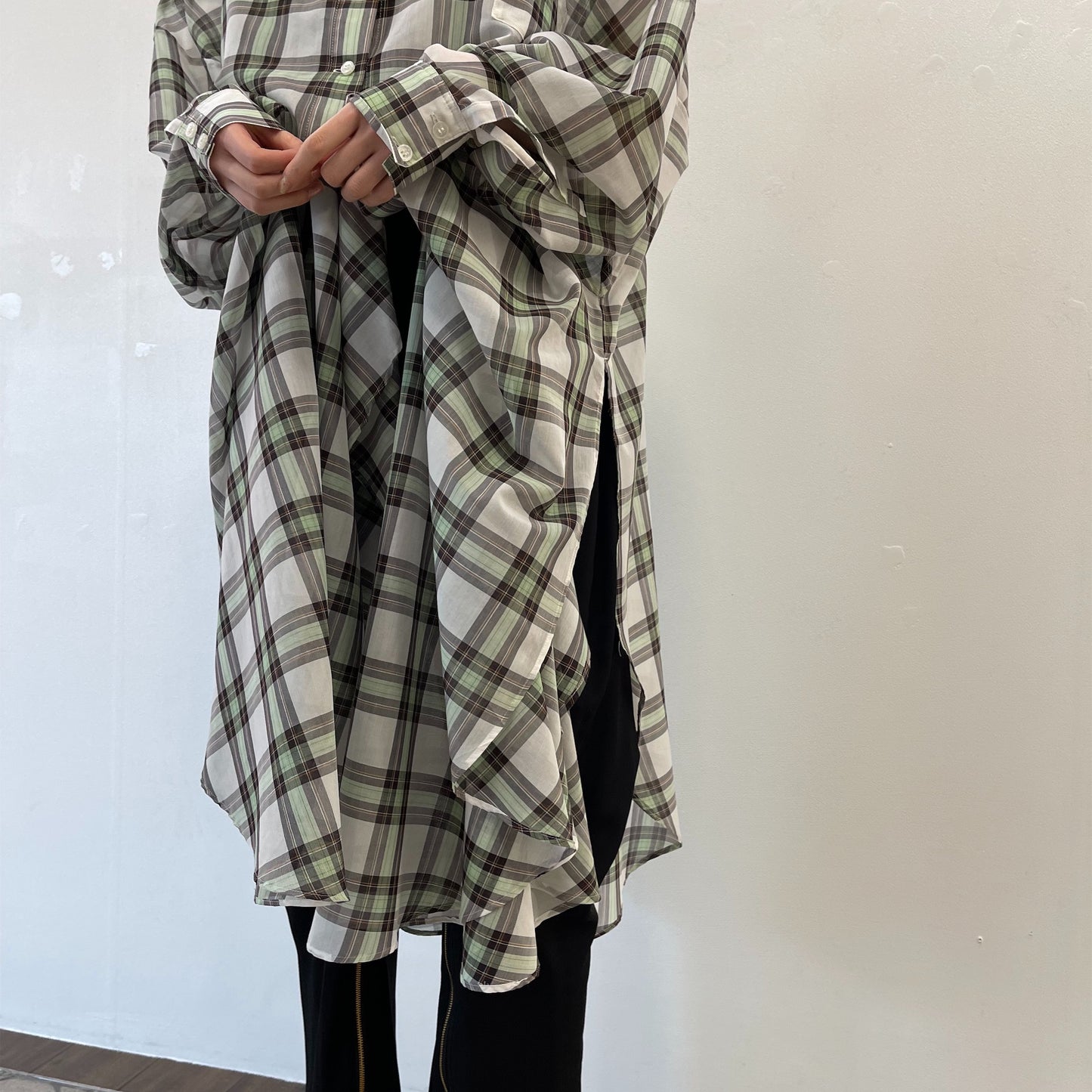 2 way shirt dress / green check / シャツドレス