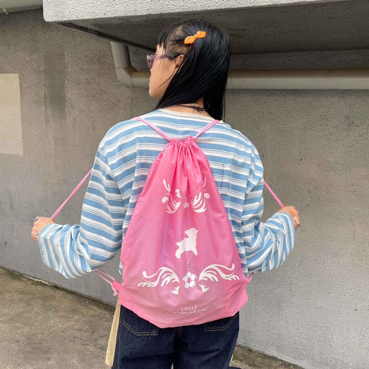 【SHEEP SOUVENIR】Sheep at play knapsack / pink / ナップサック