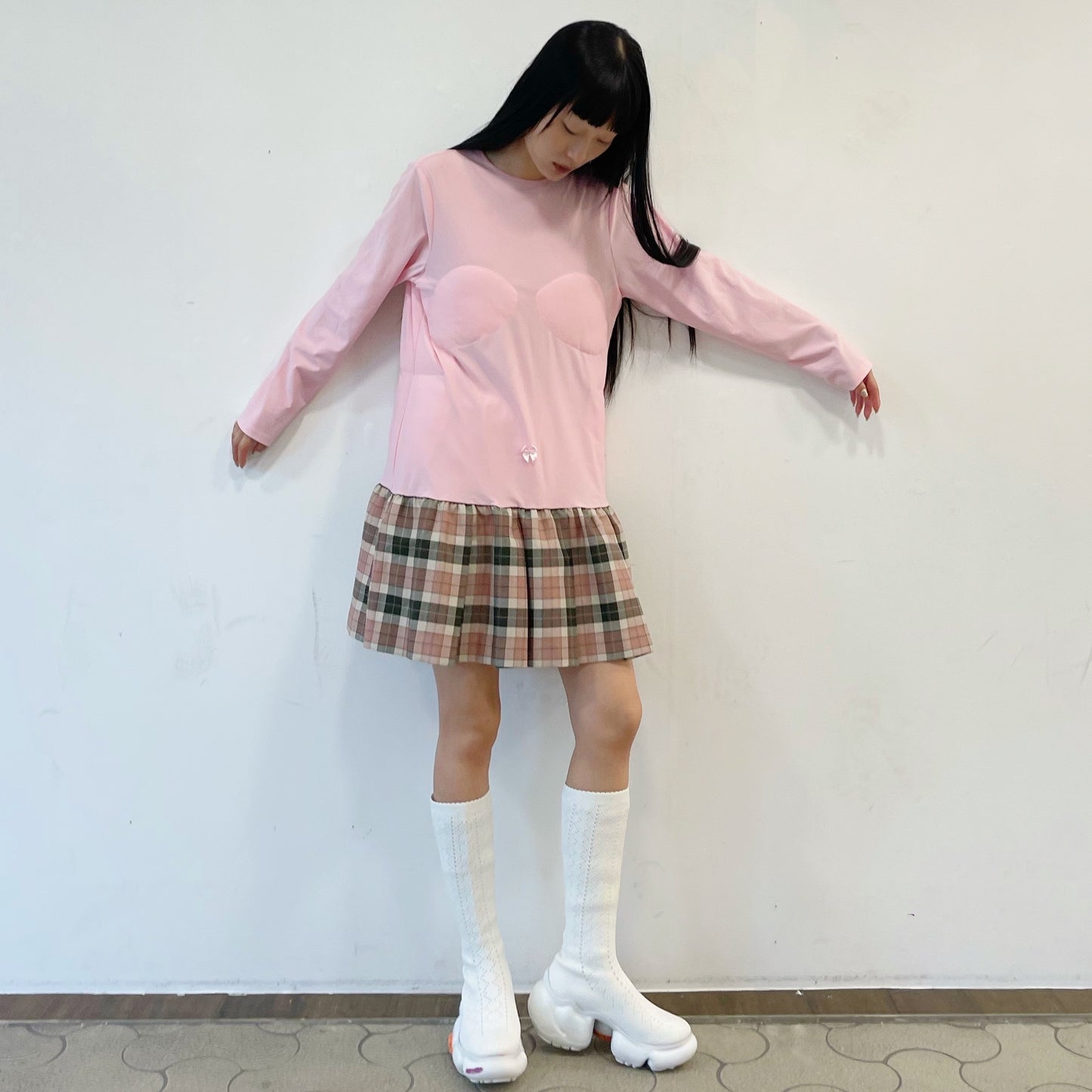 I LOVE MY BODY DRESS / PINK CHECK / アイラブマイボディドレス