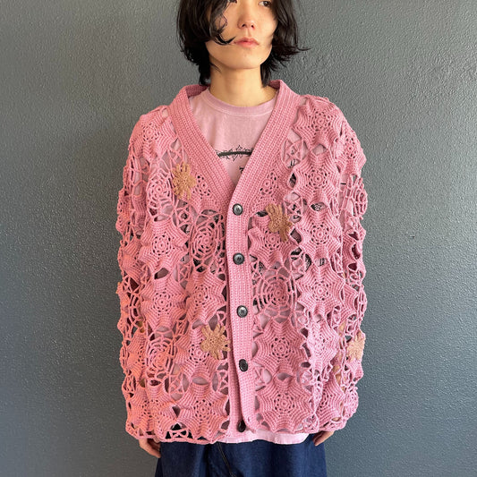SPIDER KNIT CARDIGAN COLLABORATION WITH RURUMU: / ROSE PINK / スパイダーニットカーディガン