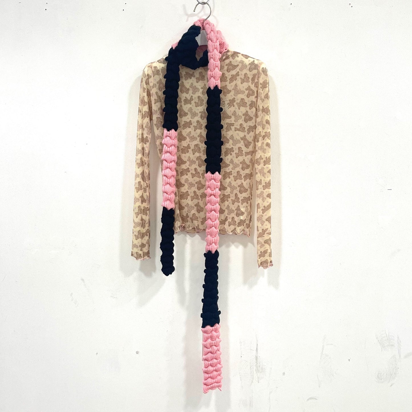 Smocking stripe muffler / Pink / スモッキング