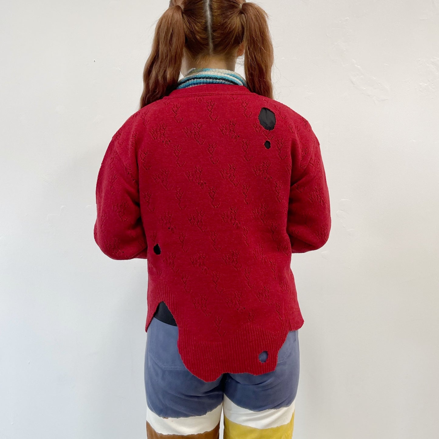 fallen cardigan / red / レース編みカーディガン
