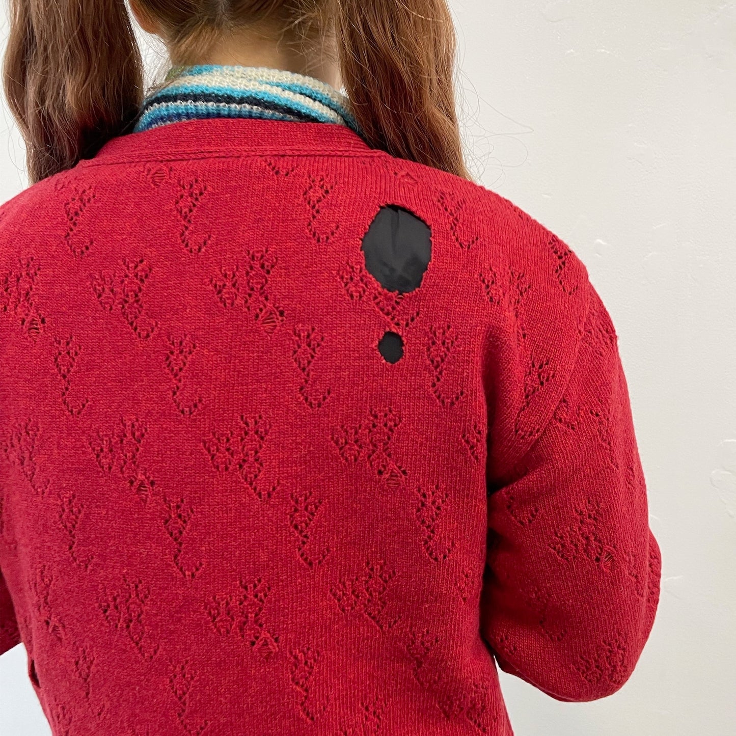 fallen cardigan / red / レース編みカーディガン