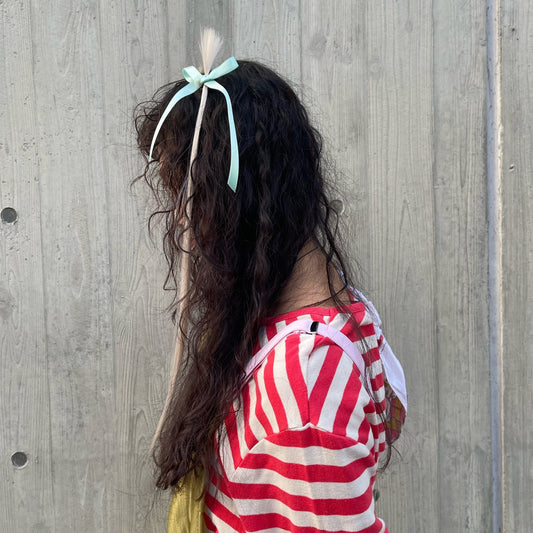 BABY'S FIRST HAIRCUT HAIRPIN / PLATINUM HAIR × TURQUOISE RIBBON / ヘアーヘアピン