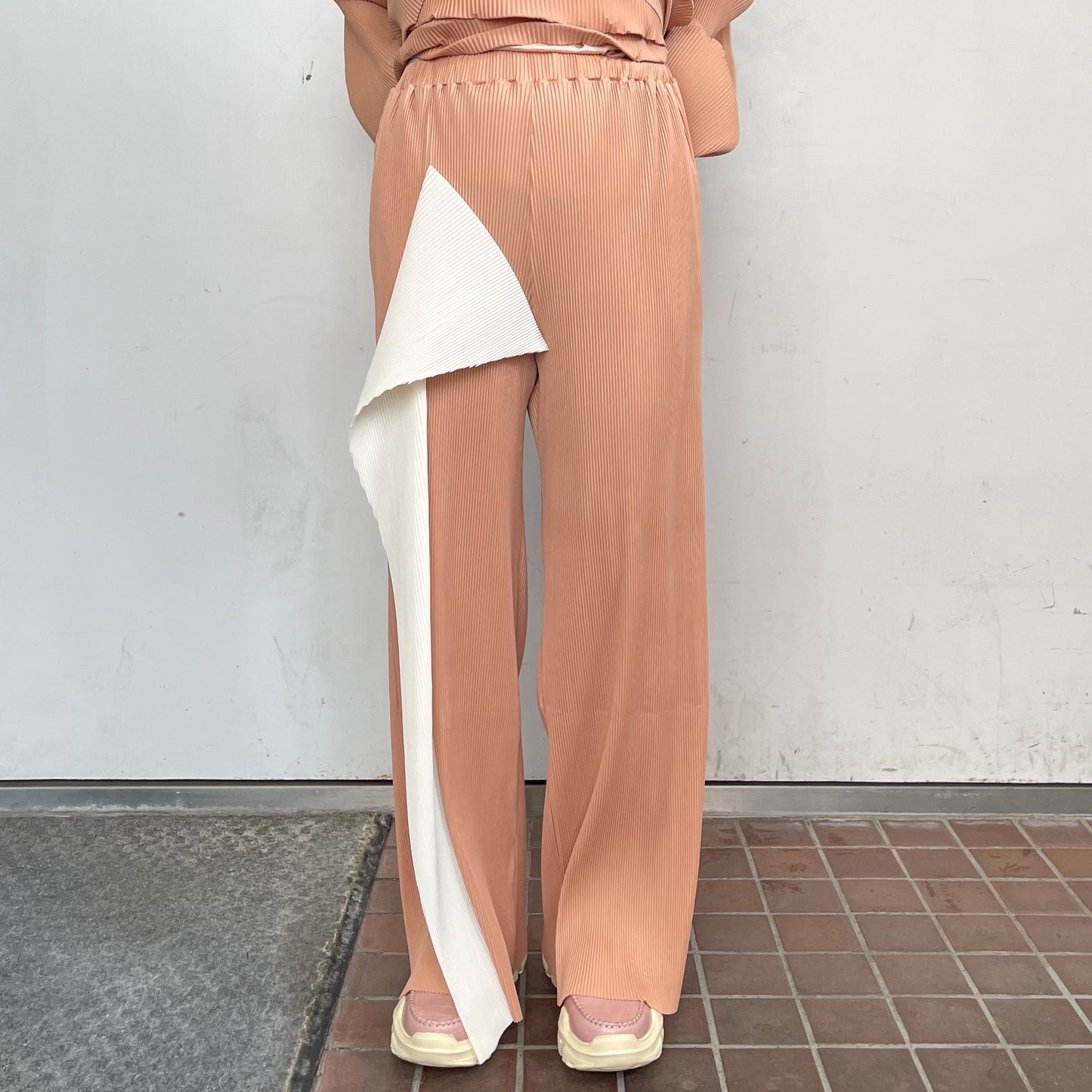 Pleated panel pants / Beige / プリーツパネルパンツ