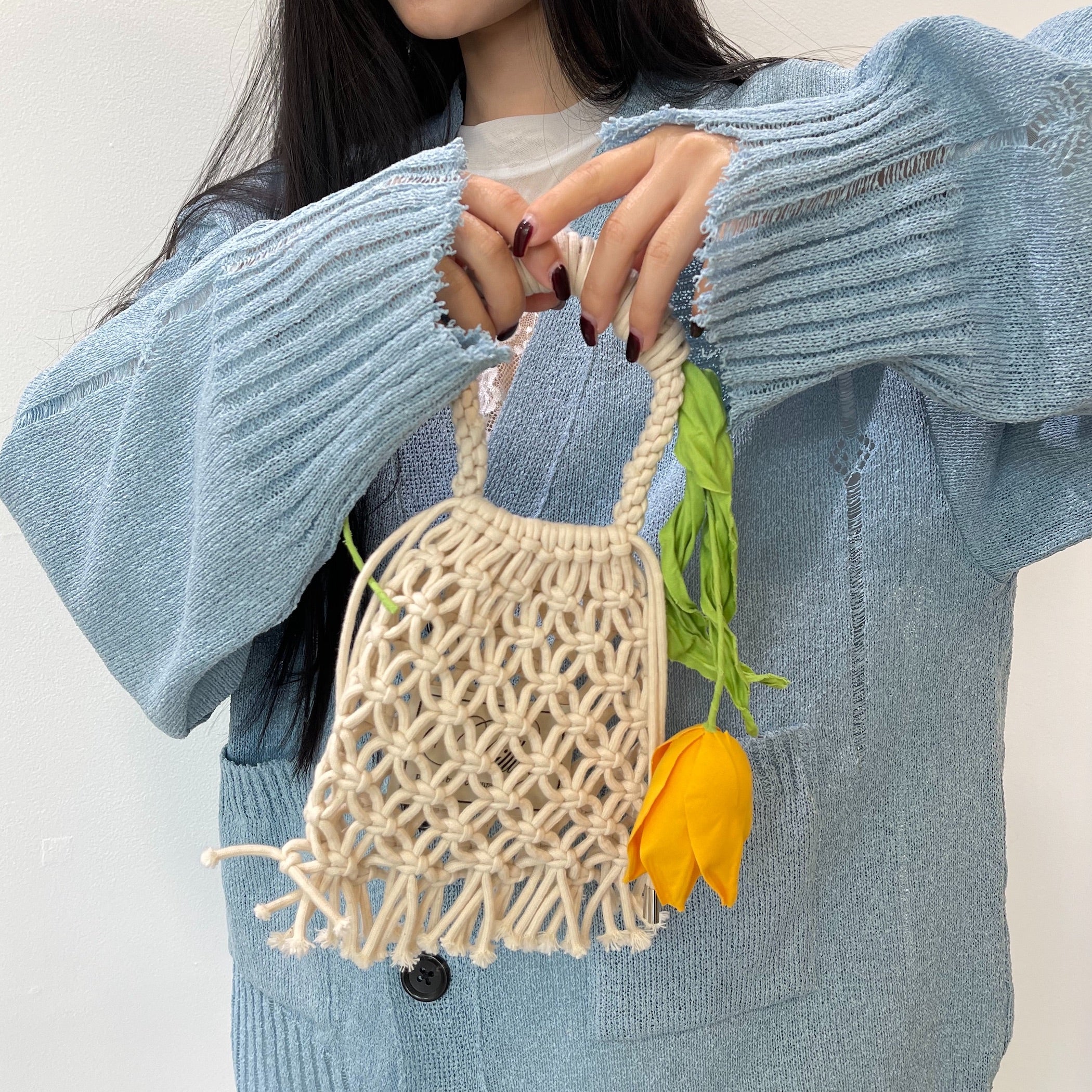 tulip hand bag / beige × yellow / チューリップハンドバッグ