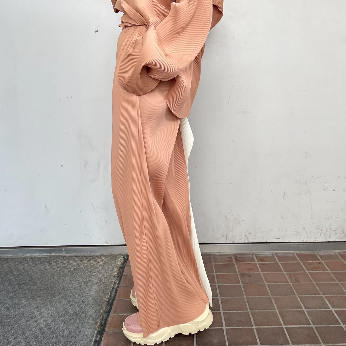 Pleated panel pants / Beige / プリーツパネルパンツ