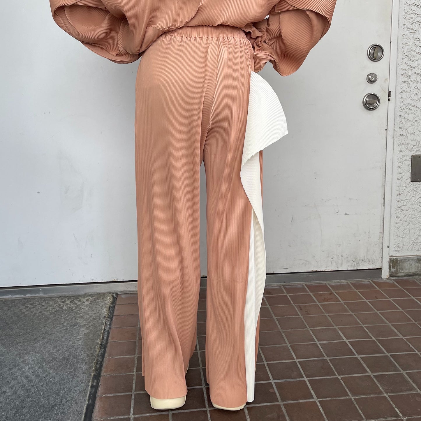 Pleated panel pants / Beige / プリーツパネルパンツ