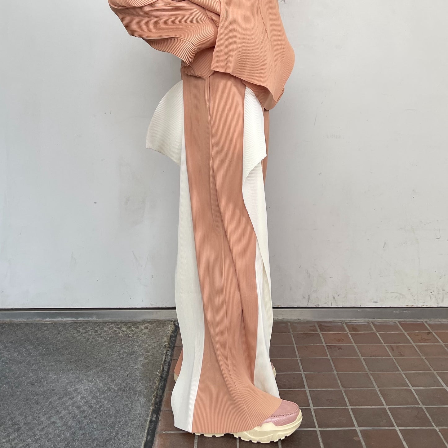 Pleated panel pants / Beige / プリーツパネルパンツ