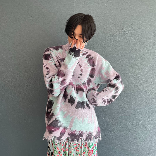 TIE DYE JACQUARD KNIT COLLAB WITH rurumu: / LAVENDER × PURPLE × BABY BLUE / タイダイジャガードニット