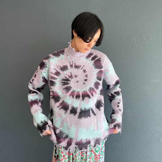 TIE DYE JACQUARD KNIT COLLAB WITH rurumu: / LAVENDER × PURPLE × BABY BLUE / タイダイジャガードニット
