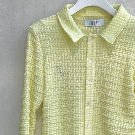 Emboss Knit shirts / Yellow / エンボスニットシャツ