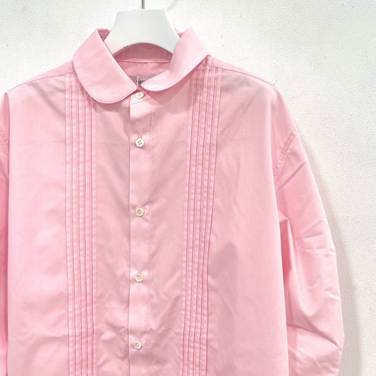 EG pin tucked Shirts / Pink / ピンタック丸襟シャツ