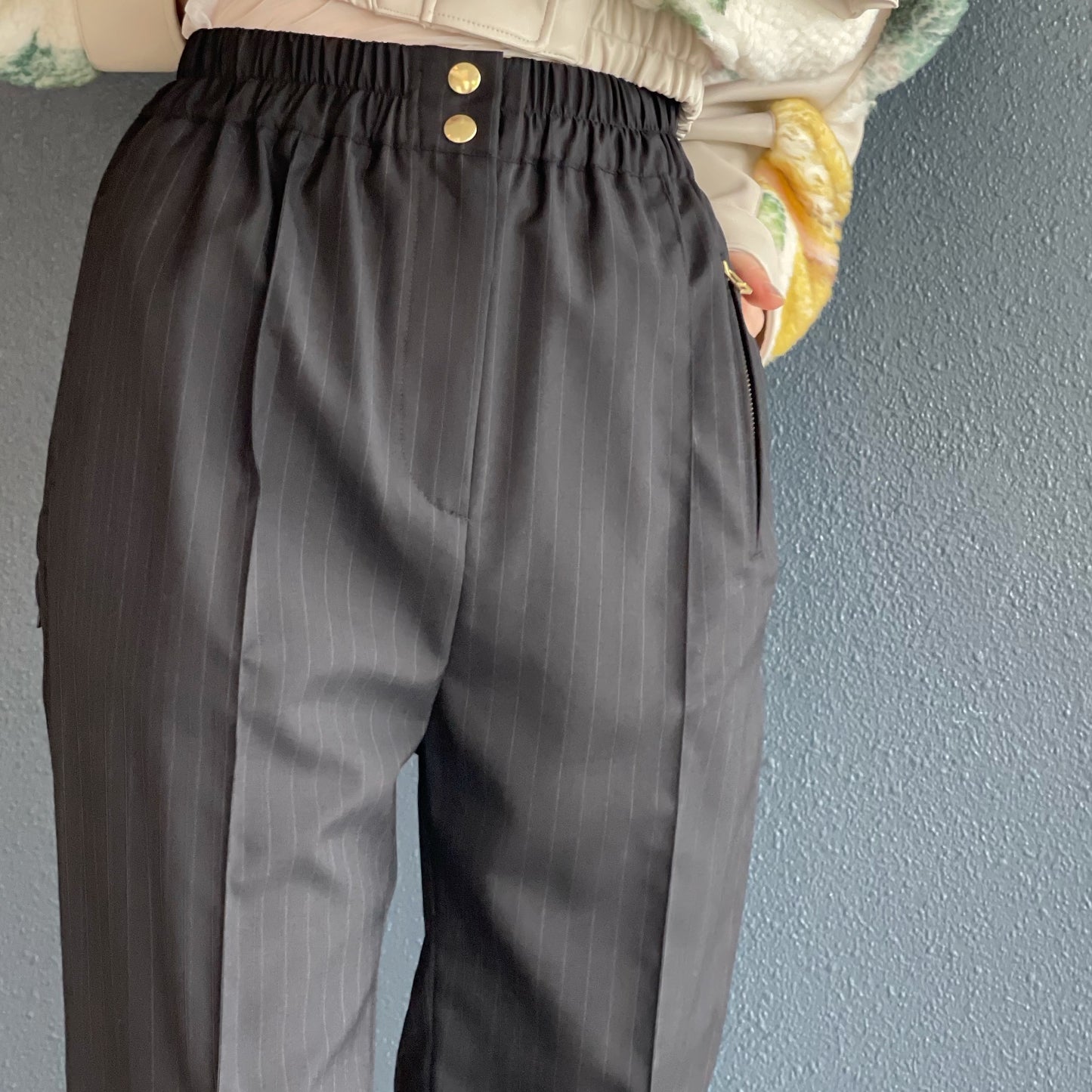 Aaron pants / Black stripe / シルエットパンツ