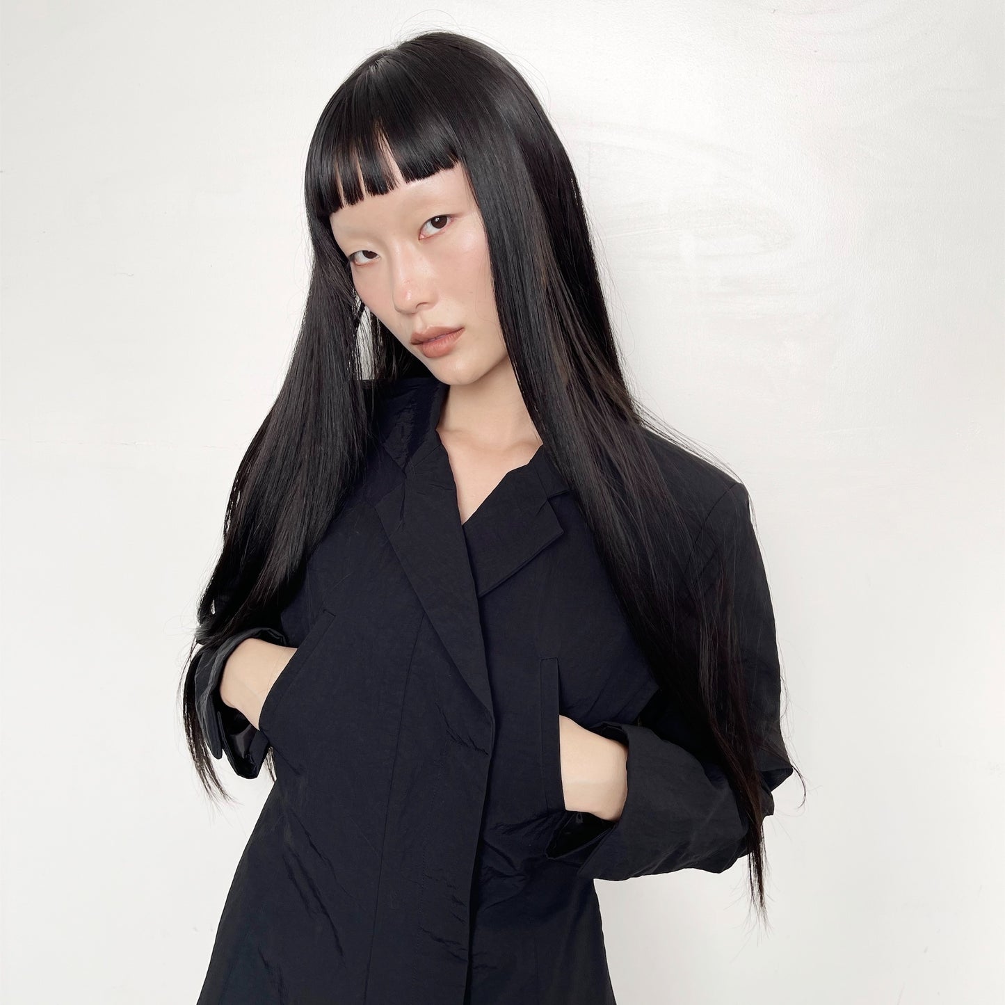 Monica jump suit / black / ナイロンジャンプスーツ