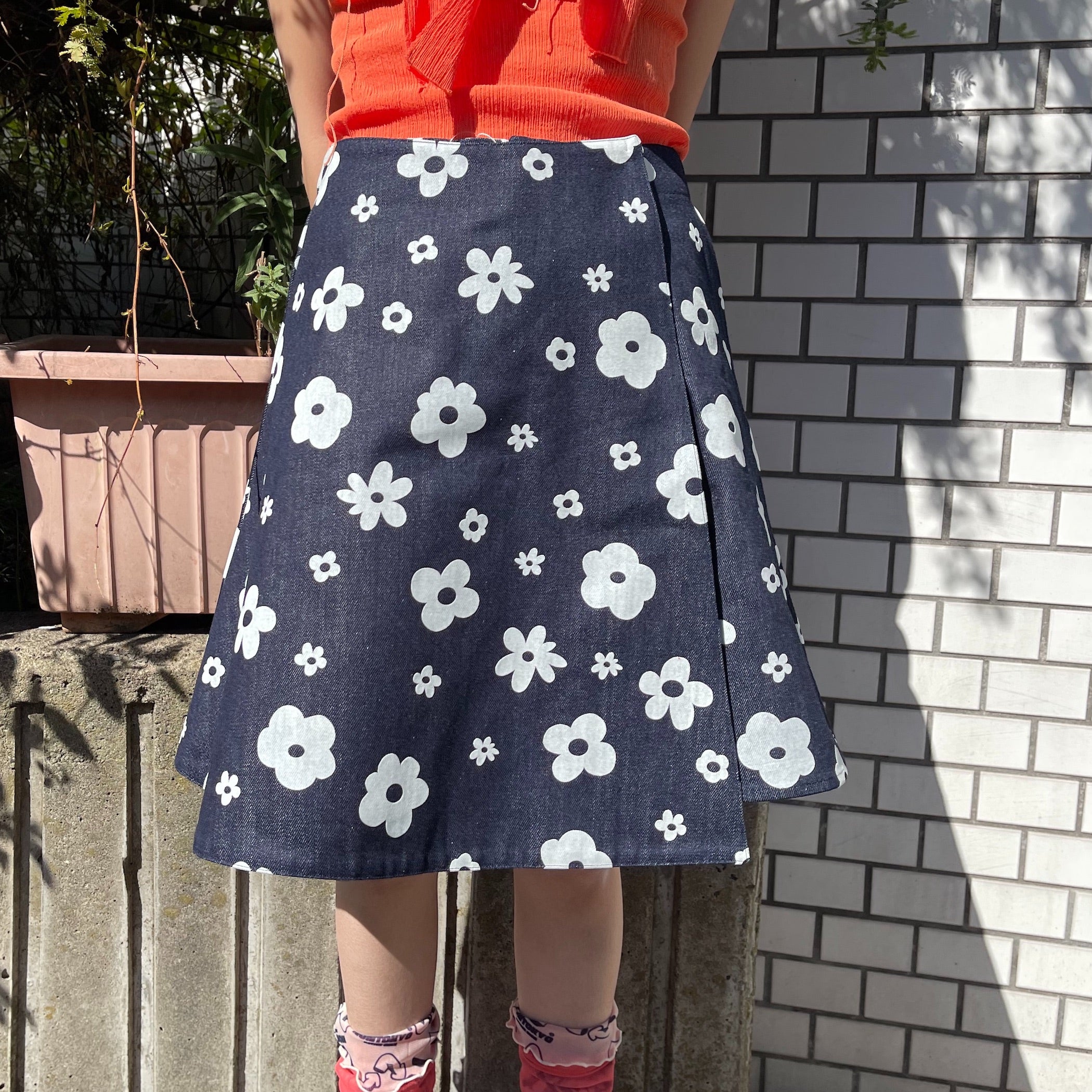 FLOKING FLOWER DENIM CULOTTES / INDIGO / フロッキーデニムキュロット