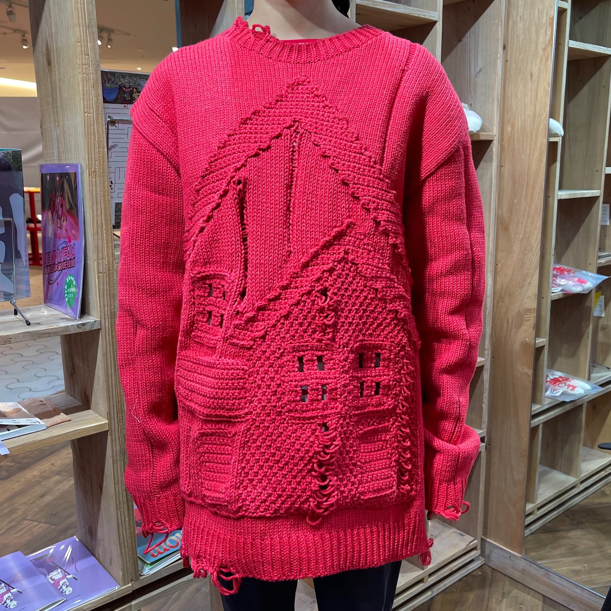 house knit pullover / red / ハンドニット