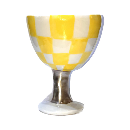 Yellow checkered bowl / イエローチェッカーボウル / セラミック