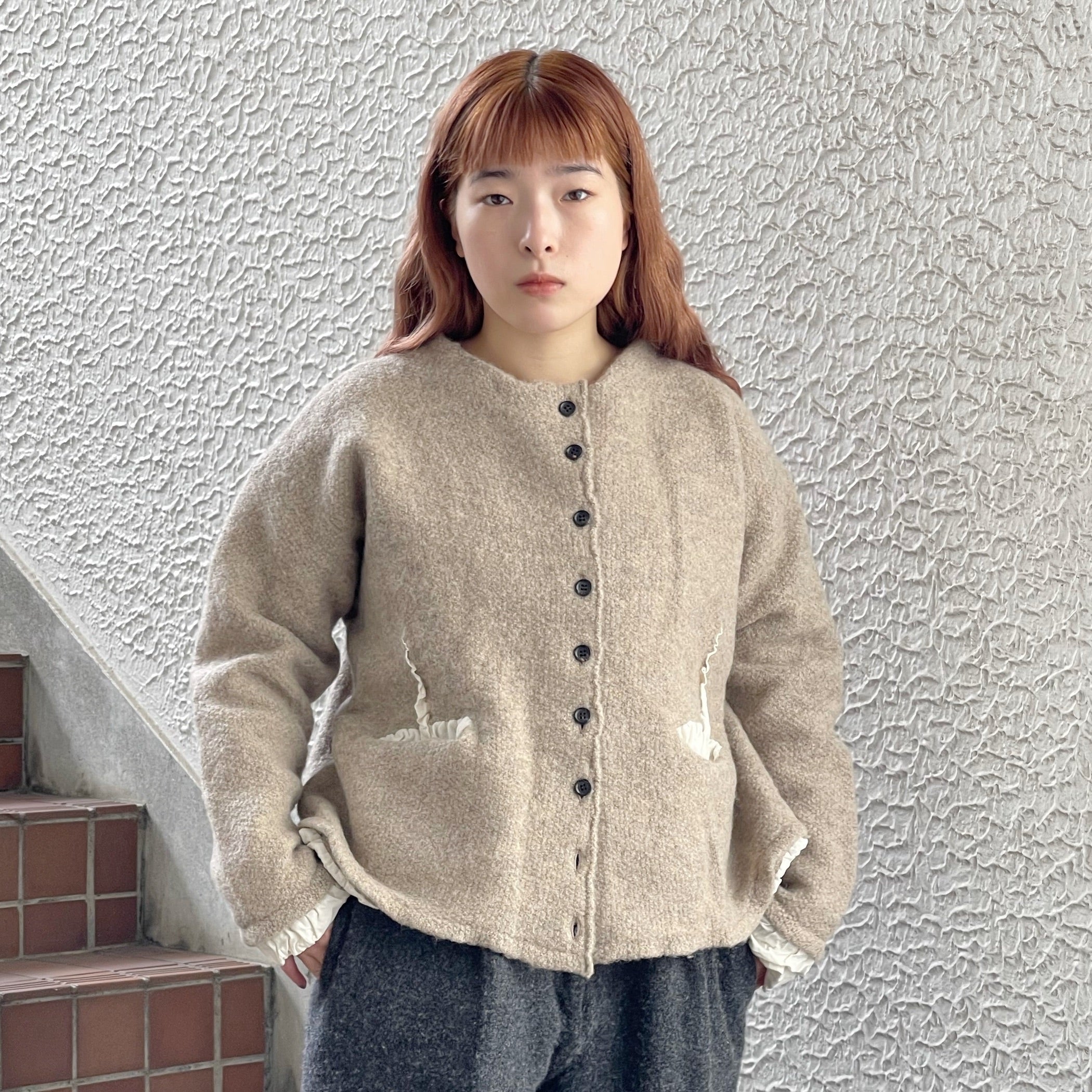fgulling knit jacket / beige / ニットジャケット | シープ / SHEEP