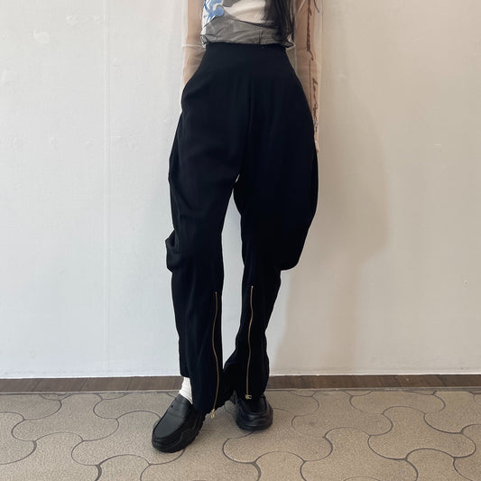 animalistic trousers / black / ユニークシルエットパンツ