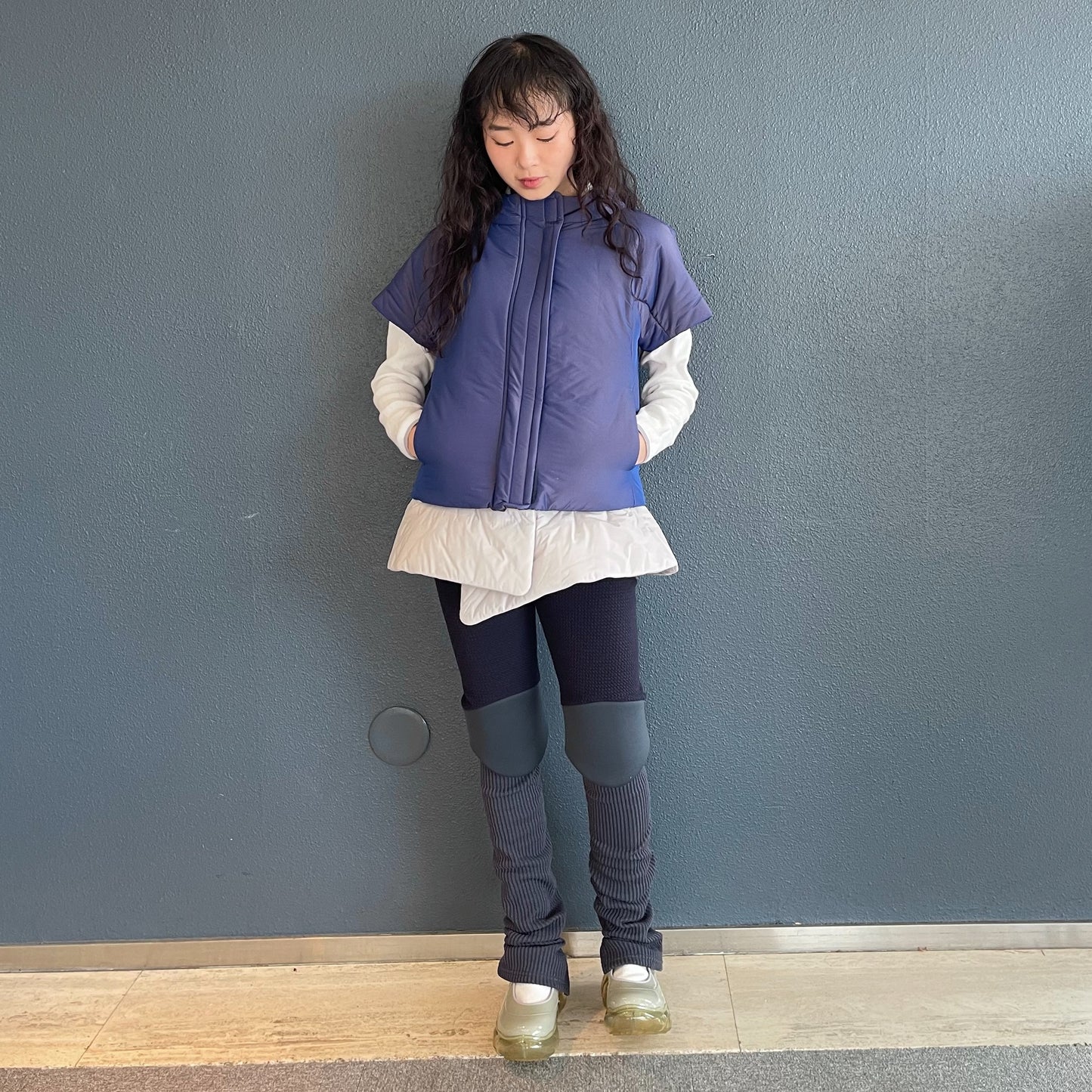 knee cushion long leggings / navy / ニークッションレギンス