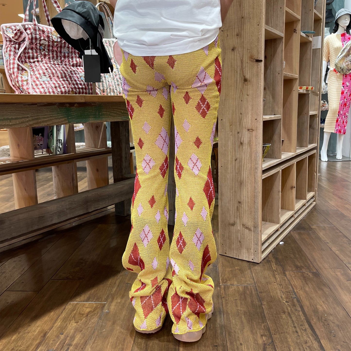 Into The Unknown BB Pants / Yellow / アーガイルニットパンツ
