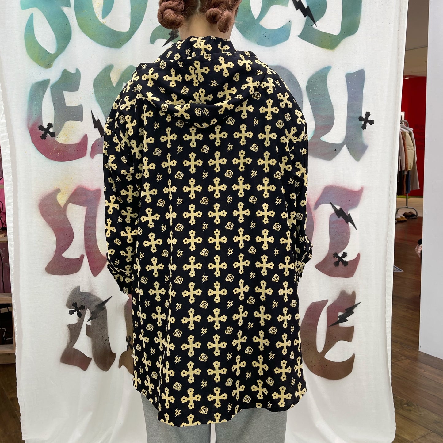 Ghostie hood shirt / BLACK×YELLOW / フードシャツ