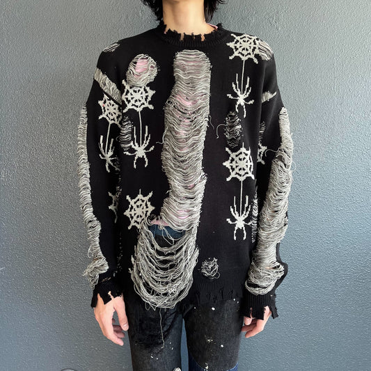 SPIDER KNIT PULLOVER COLLABORATION WITH RURUMU: / BLACK / スパイダーニット