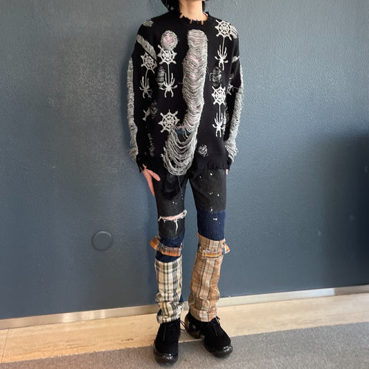 SPIDER KNIT PULLOVER COLLABORATION WITH RURUMU: / BLACK / スパイダーニット
