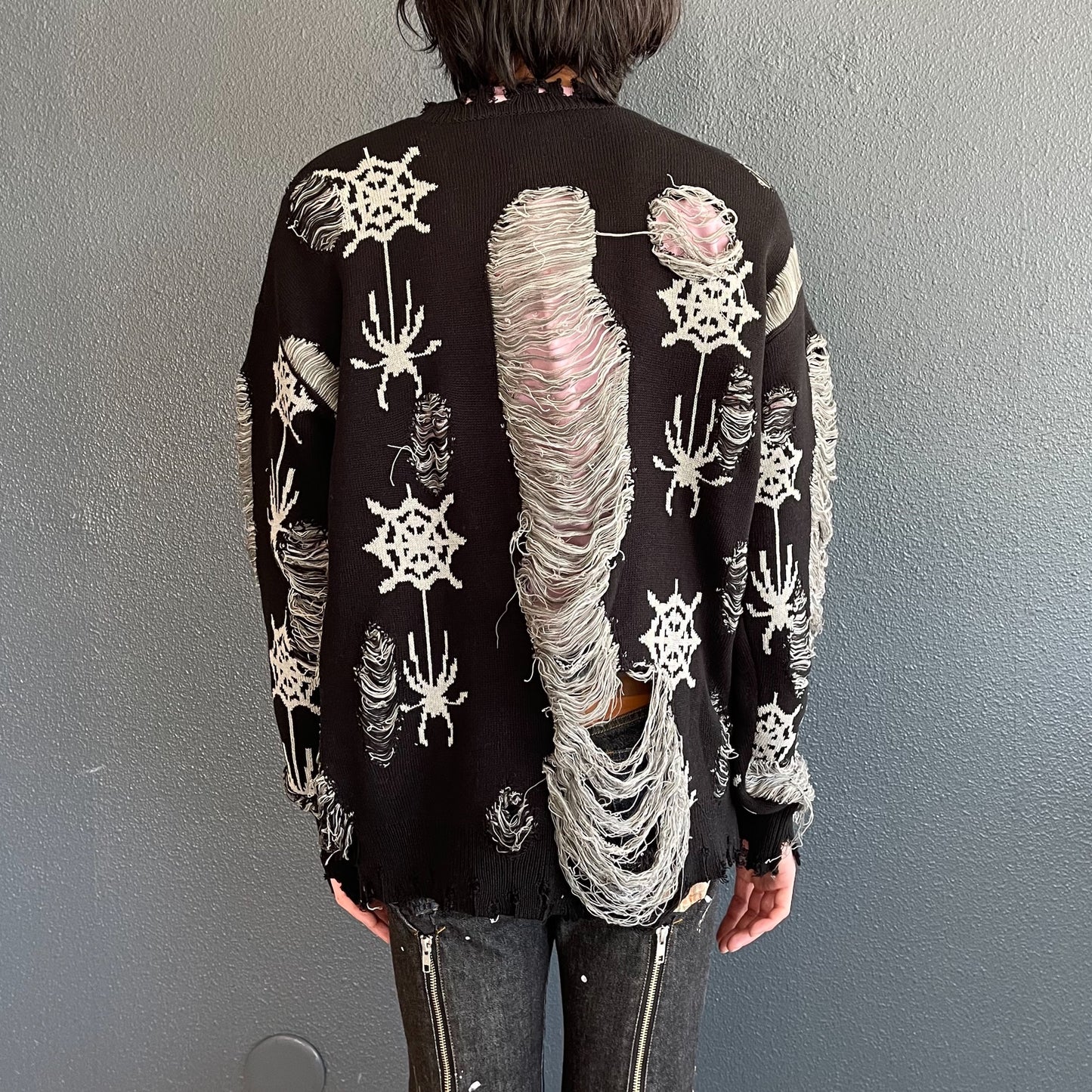 SPIDER KNIT PULLOVER COLLABORATION WITH RURUMU: / BLACK / スパイダーニット
