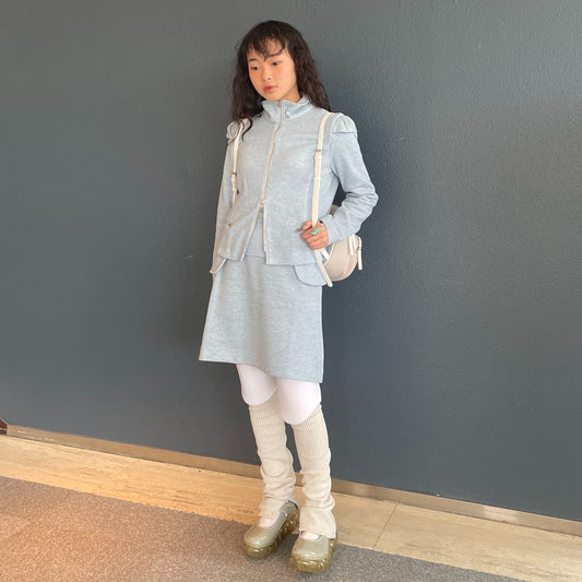 wool pocket midi skirt / sky blue / ウールポケットミディスカート