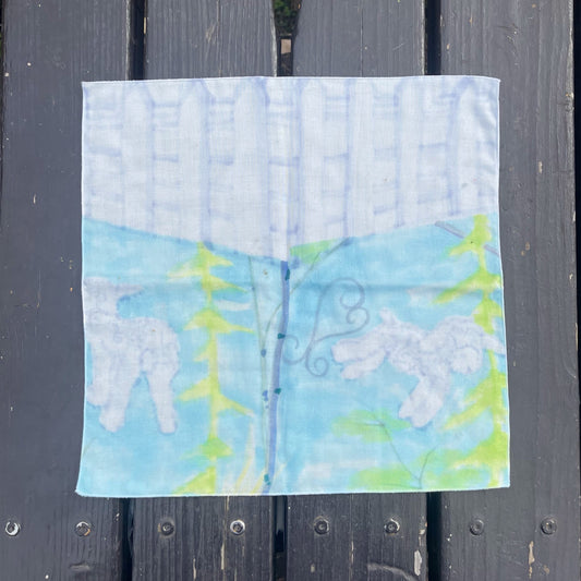 【SHEEP SOUVENIR】playful five sheeps gauze handkerchief / オリジナルグラフィックハンカチ