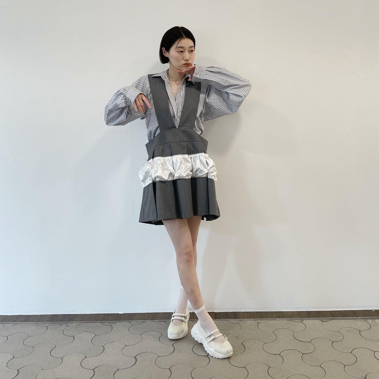 PANTY SCHOOL JUMP SKIRT / WHITE GRAY / パンティスクールジャンプスカート