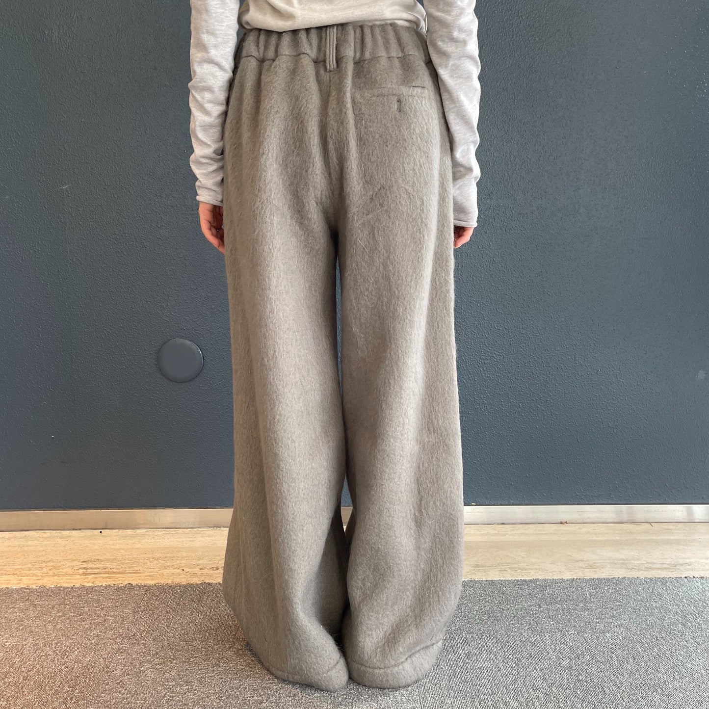 hairy wool maxi pants / beige / ウールマキシパンツ