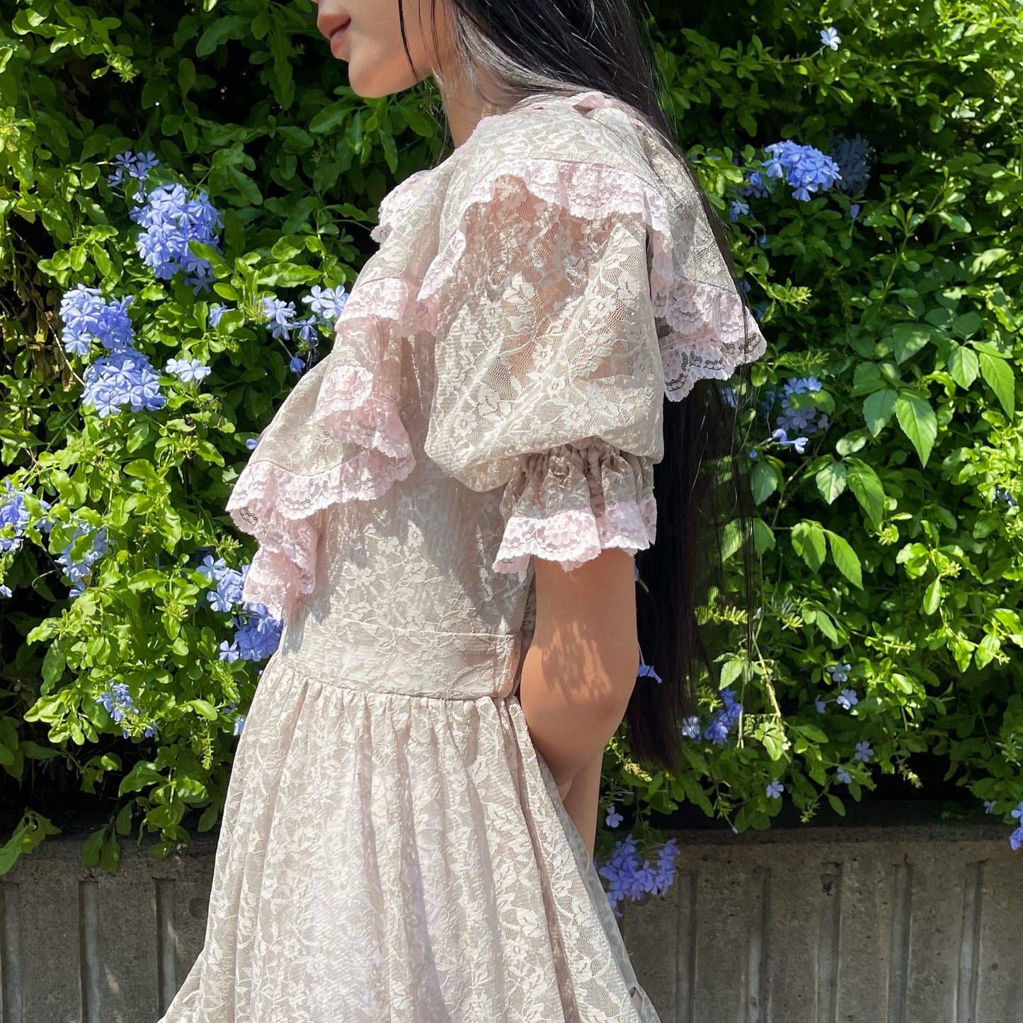 LACE LOLITA DRESS / BEIGE X PINK / レースロリータドレス