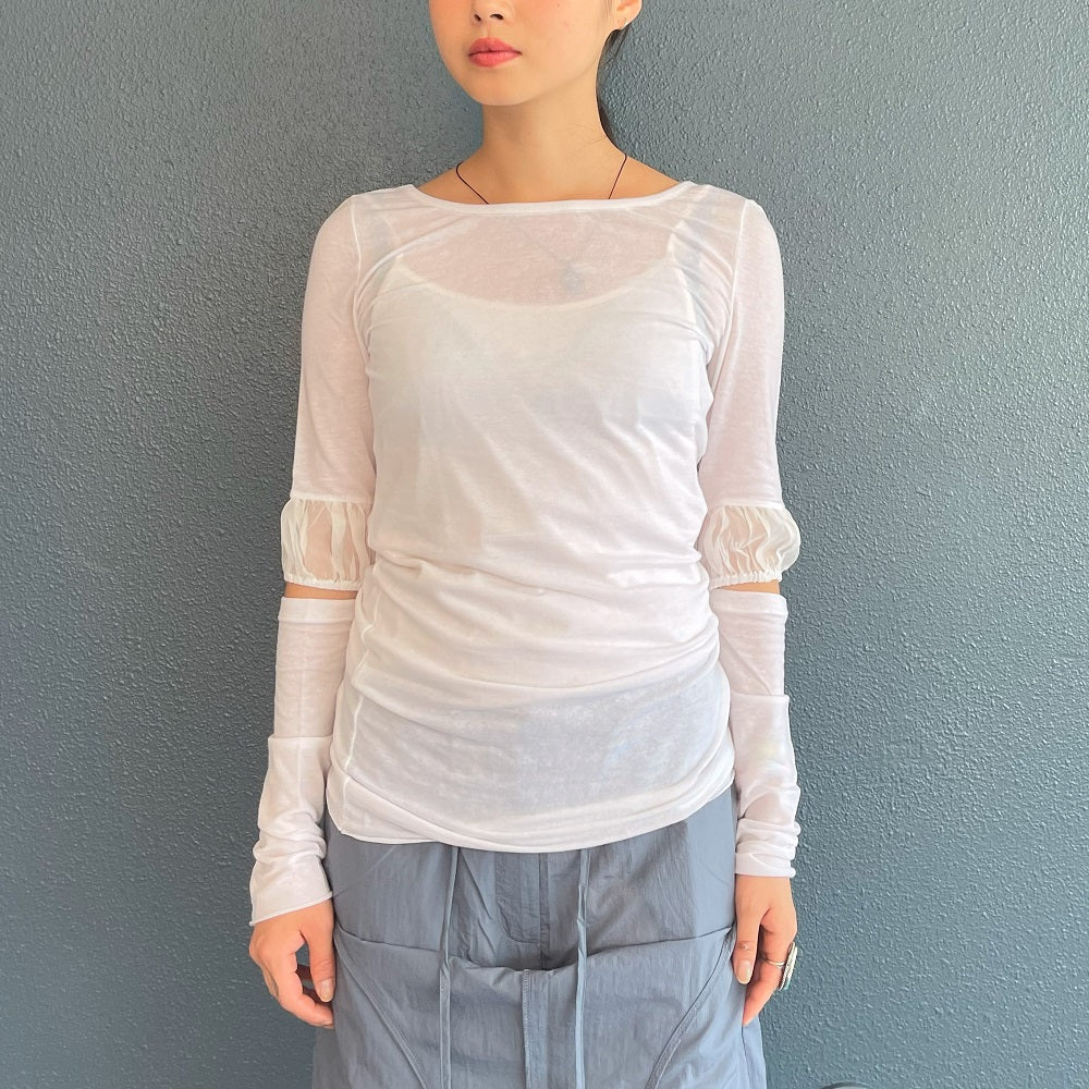 chiffon joint long top / ivory / シフォンジョイントロングトップス