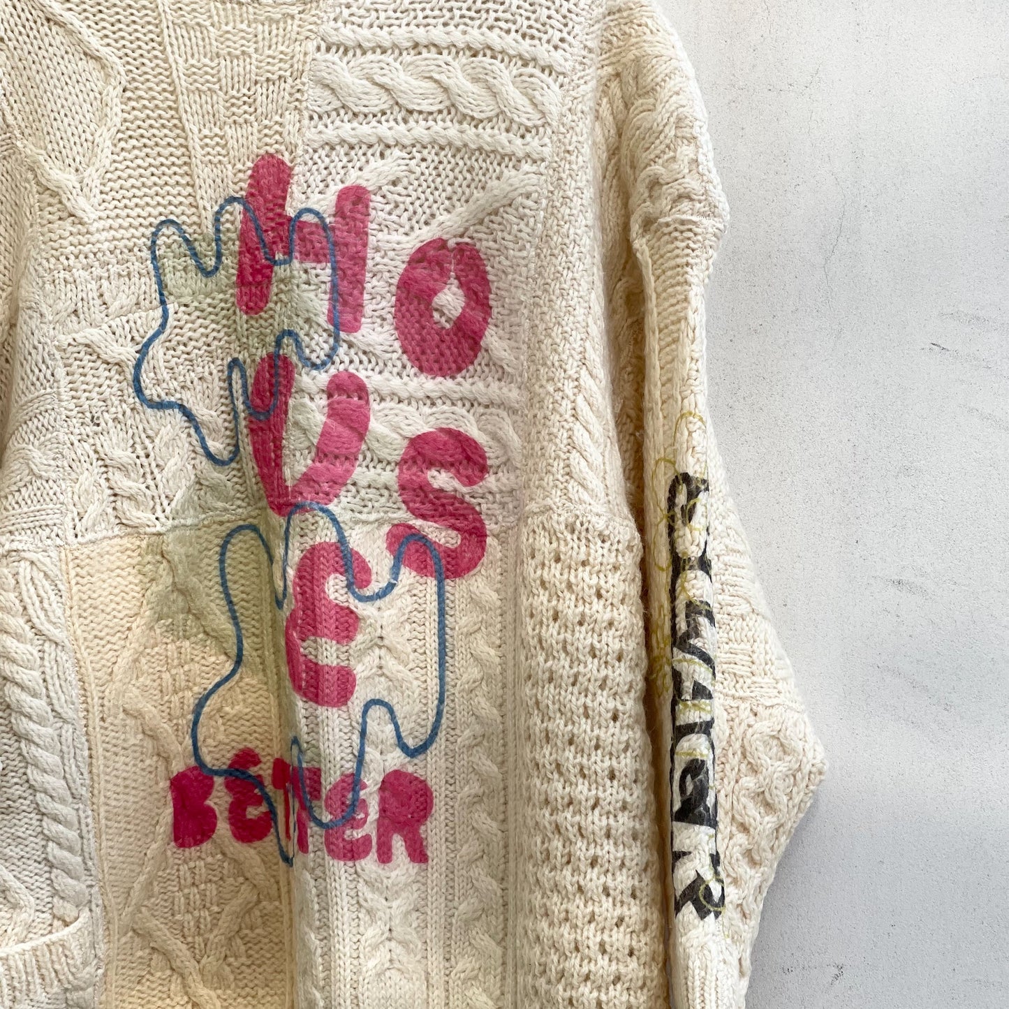 PATCH KNIT PULL OVER / OFF WHITE - HOUSE / アランニットプルオーバー