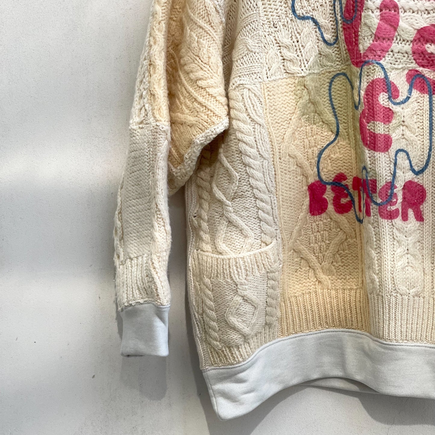 PATCH KNIT PULL OVER / OFF WHITE - HOUSE / アランニットプルオーバー