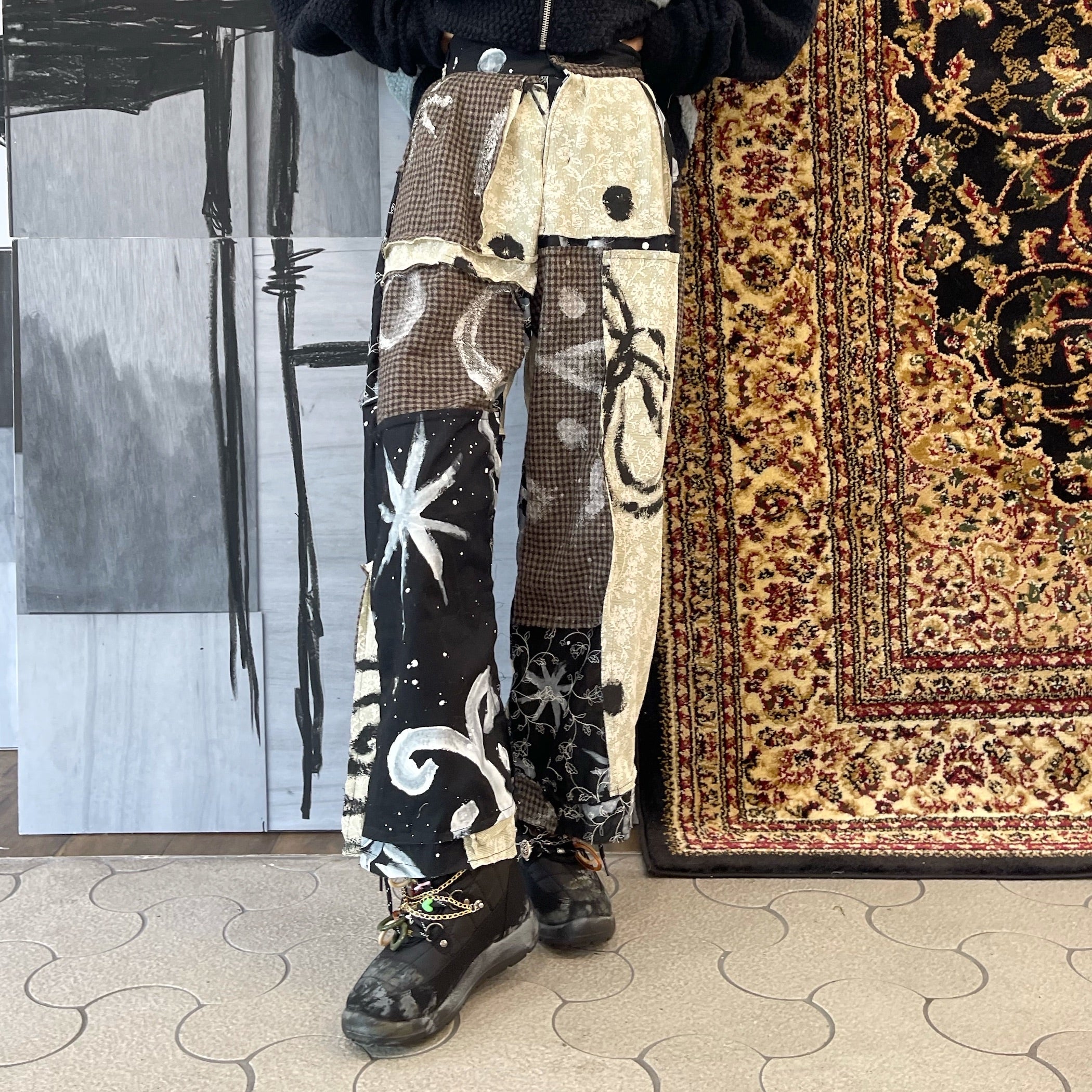 Harune trousers / Black x White / haruneコラボレーション